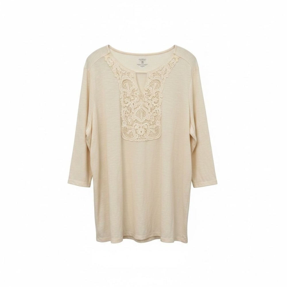 45 Sonoma ivory Boho tee with Cotton lace 3X